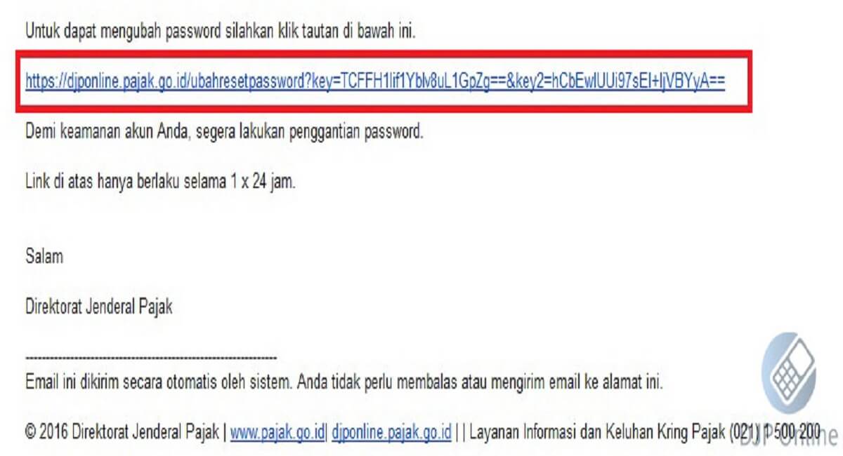 Activation email EFIN Pajak